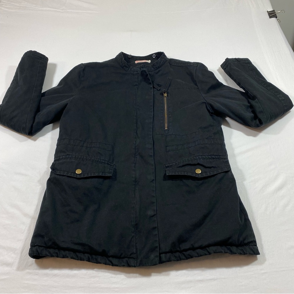 Velvet Zip up Jacket Cotta Zip pockets Insulated Black Small coat women jacket